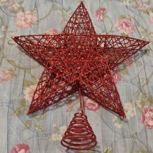 3 × $8 🤑❤️🤗 Festive Red Glitter Star Tree Topper